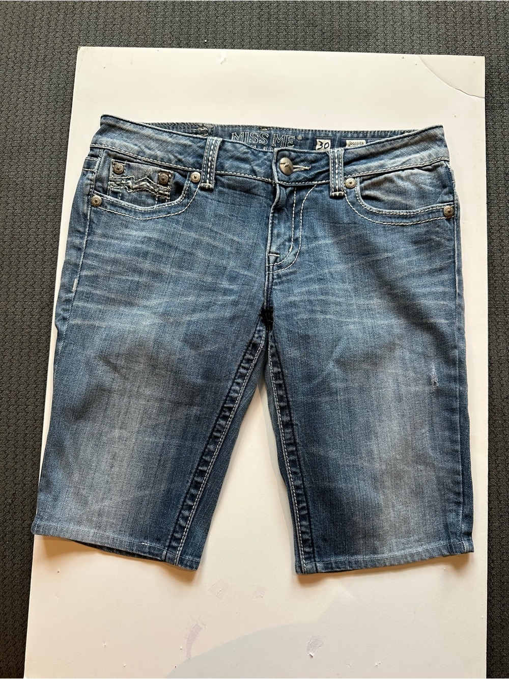 Miss Me Men's Distressed Medium Blue Relaxed Denim Shorts